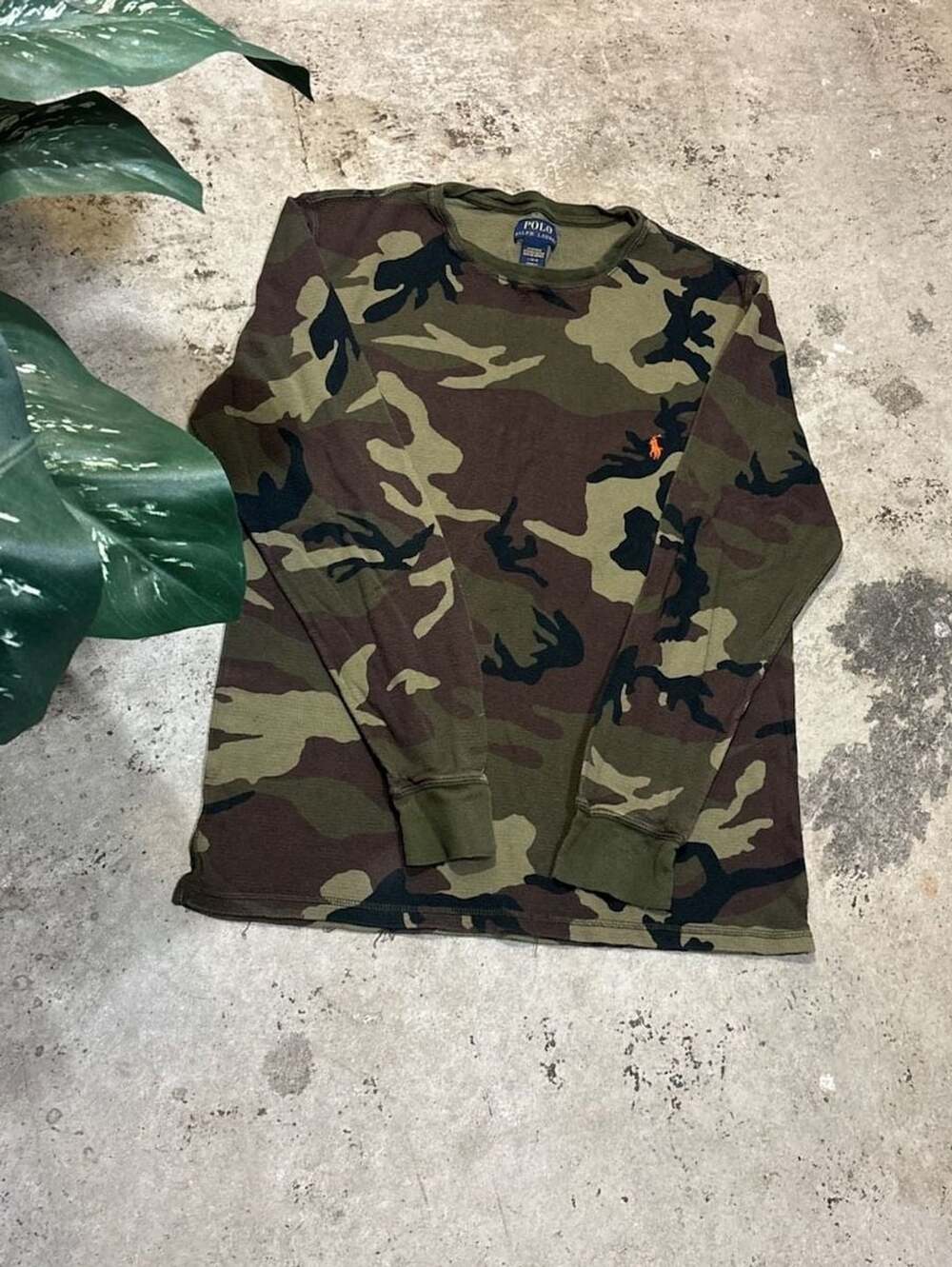 Polo Ralph Lauren Waffle Knit Camouflage Long Sleeve Shirt Size L